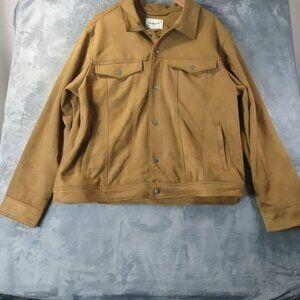 Goodfellow Faux Suede Trucker Coat XL Brown Western Casual Classic snap button